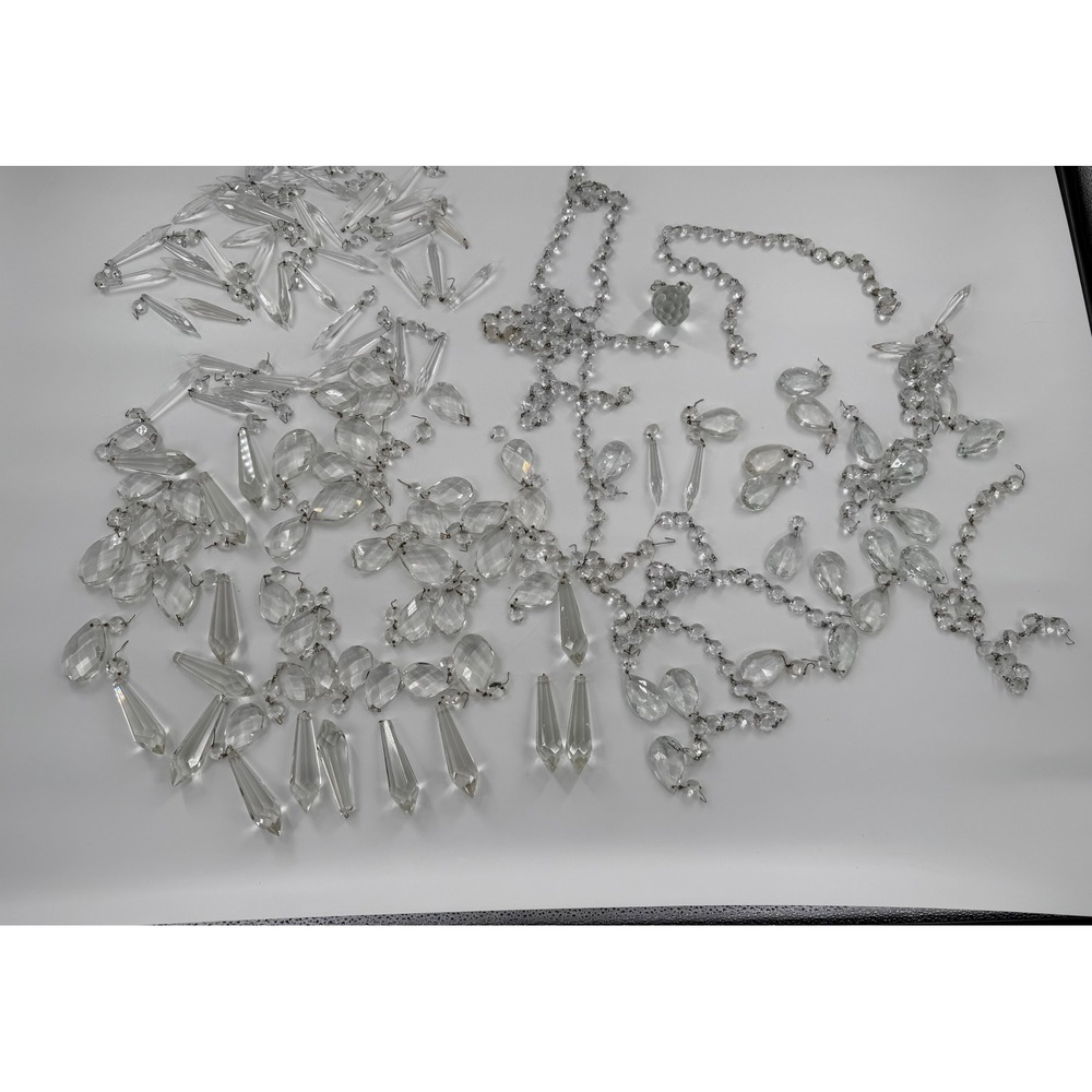 Vintage Glass Chandelier Crystals Prisms Mixed Lot Teardrop Icicle Garland Bead